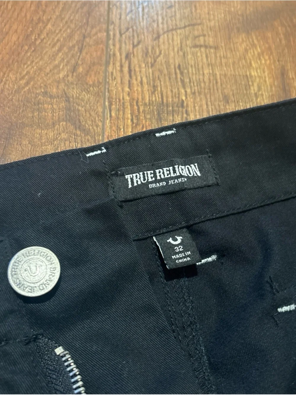 True Religion Black Cargo Shorts with Branded Waistband